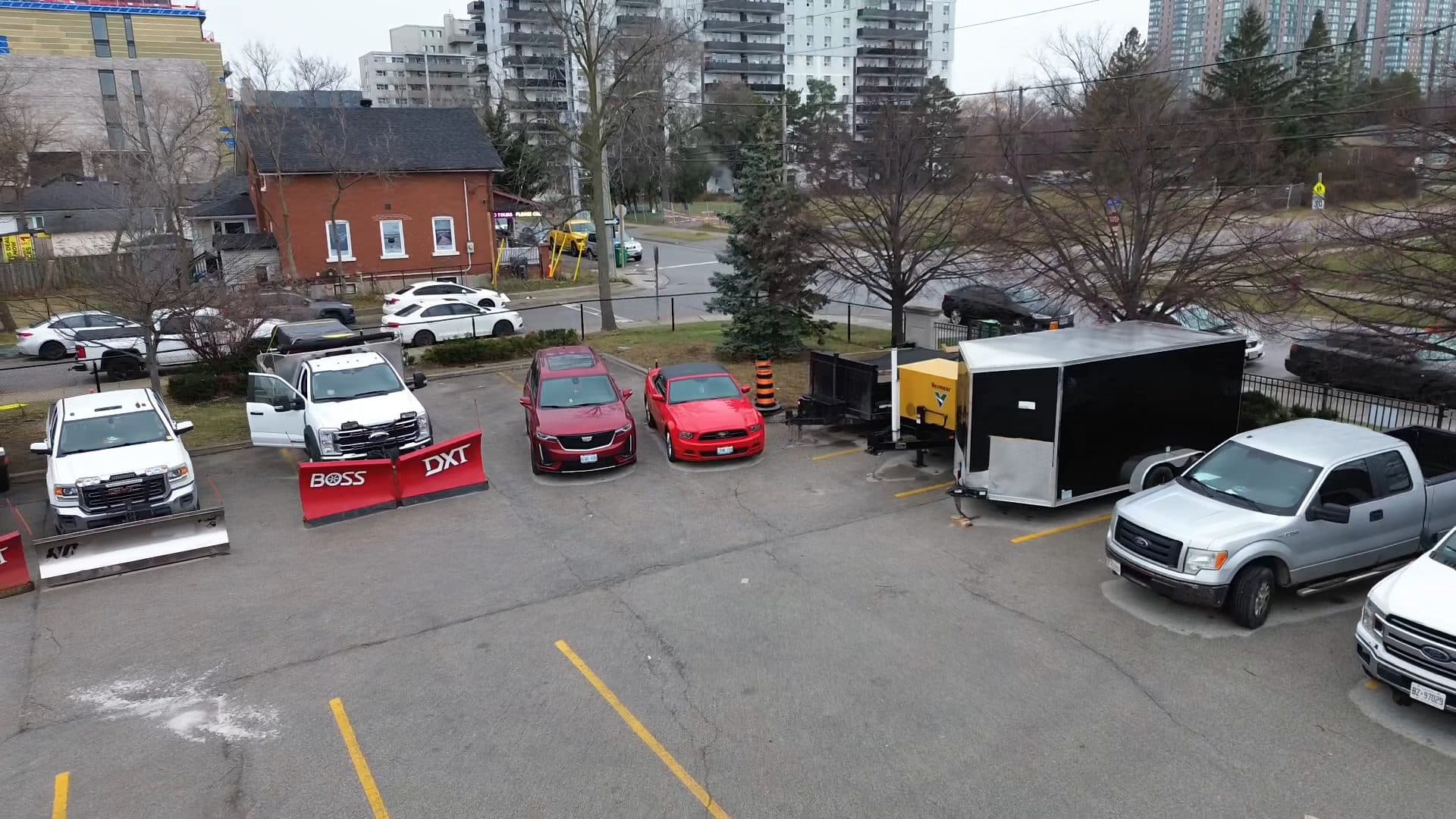 FILD Group snow-plough fleet on a commercial lot